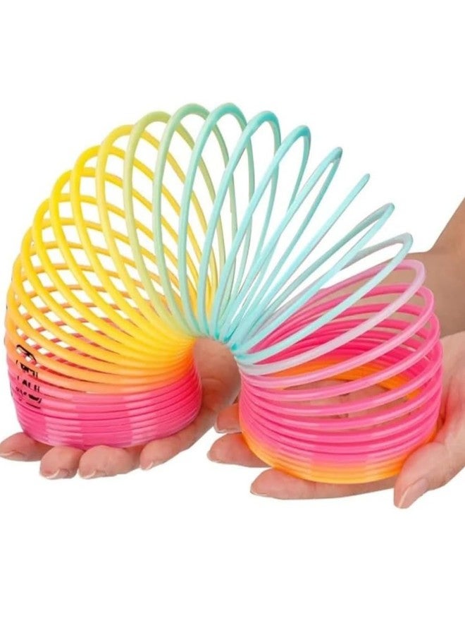 FULLFILLS Rainbow Circle Folding Plastic Spring Coil Toy Colorful Slinky Big Size (Pack of 3 pcs) - Image 3